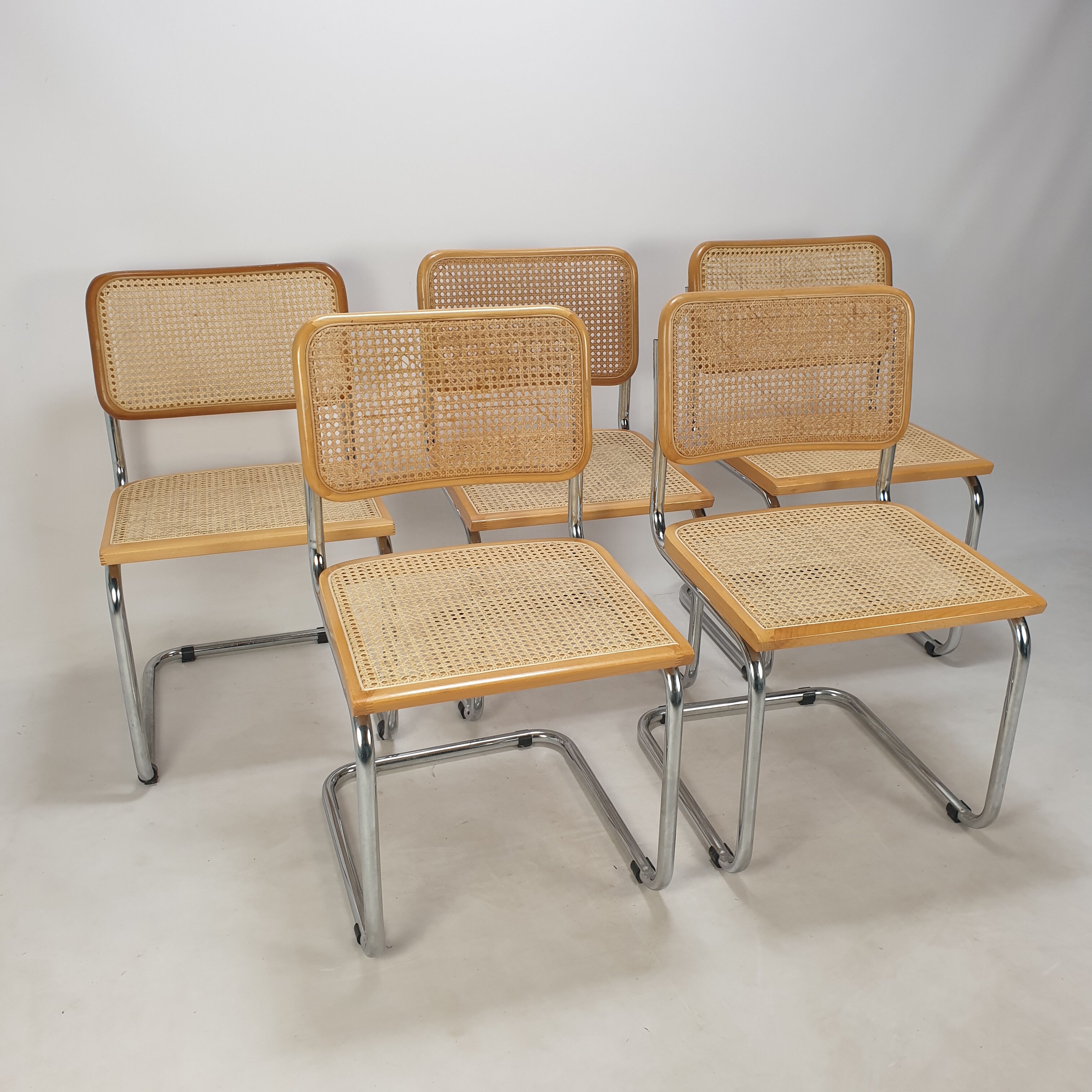 Set of 5 vintage Cesca chairs by Marcel Breuer