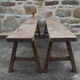 Pair of large solid wood benches XIXth