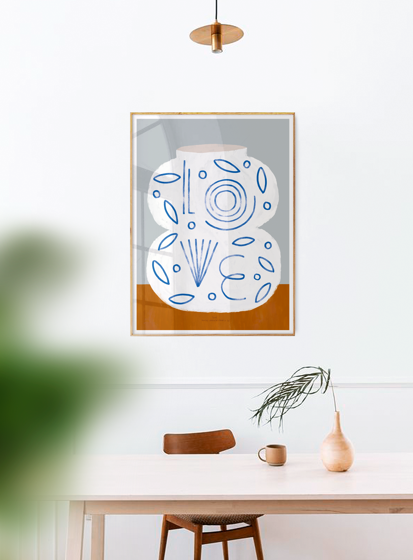 Pop-up Christmas 22 - Wall poster white vase with the word love 50cm*70cm