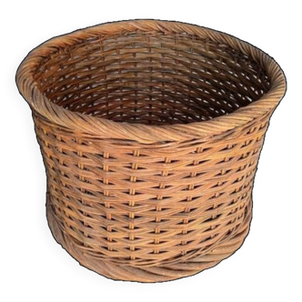 Cache pot 43 cm panier rotin vintage ep 1960