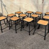 Set of 12 black industrial stools