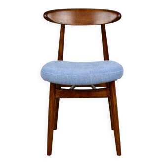 Danish vintage chair blue - wooden backrest
