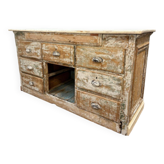 Weathered counter with drawers