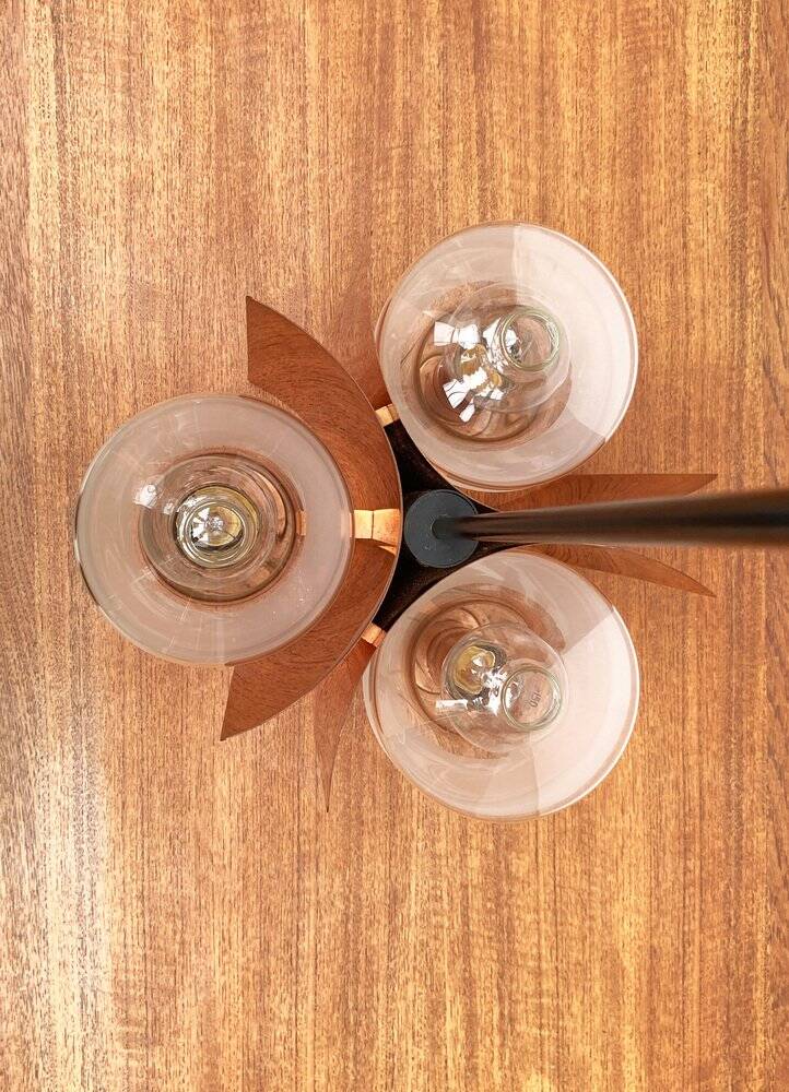 Mid-century German glass and copper pendant lamp by Cosack, 1960s.