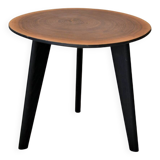 Round walnut side table