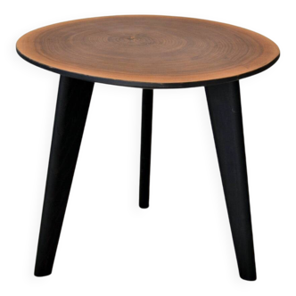 Round walnut side table