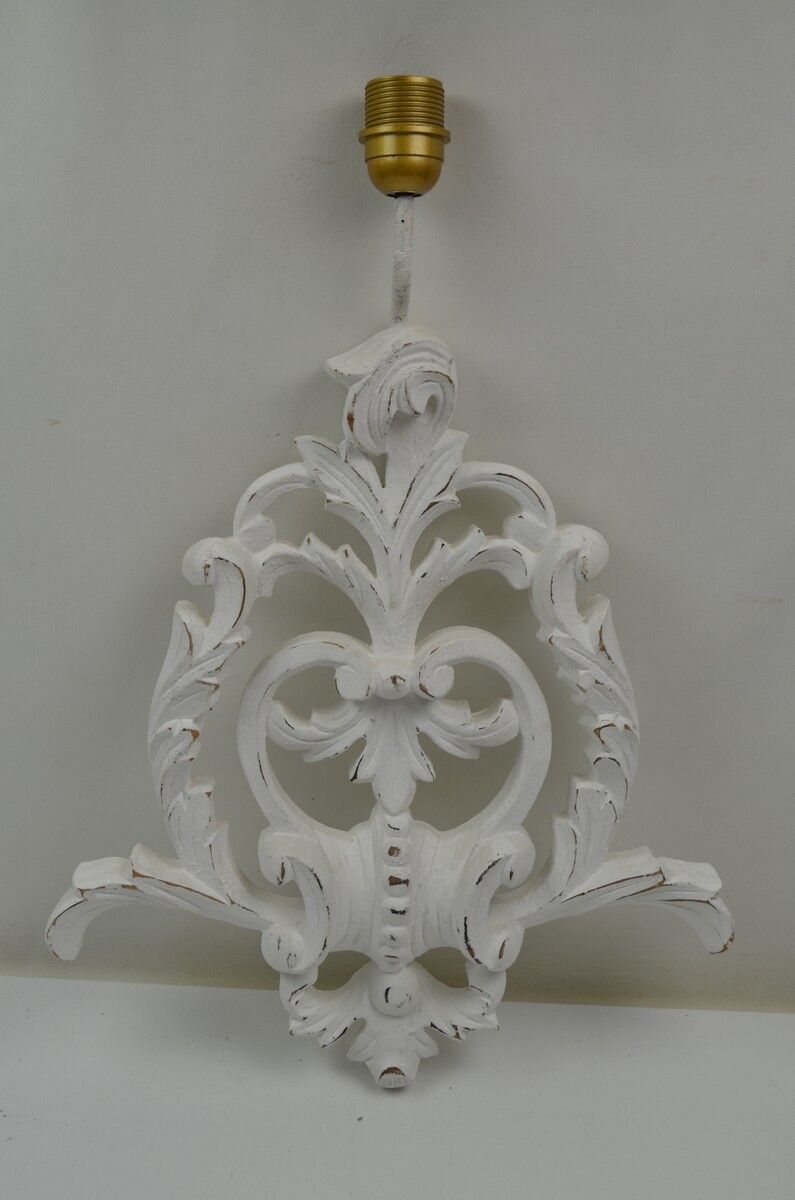 Pair of white patinated wood wall lamps