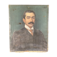 Huile sur toile par L Pacaud portrait homme a moustache 1900 XXeme