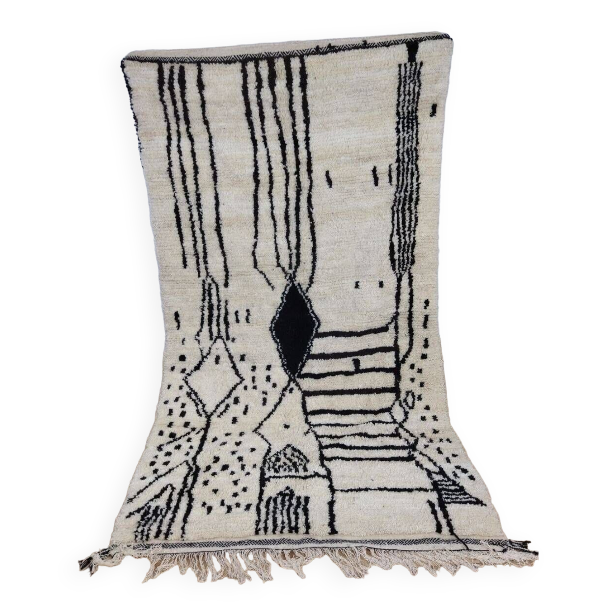 Handmade wool Berber rug 245x142 cm