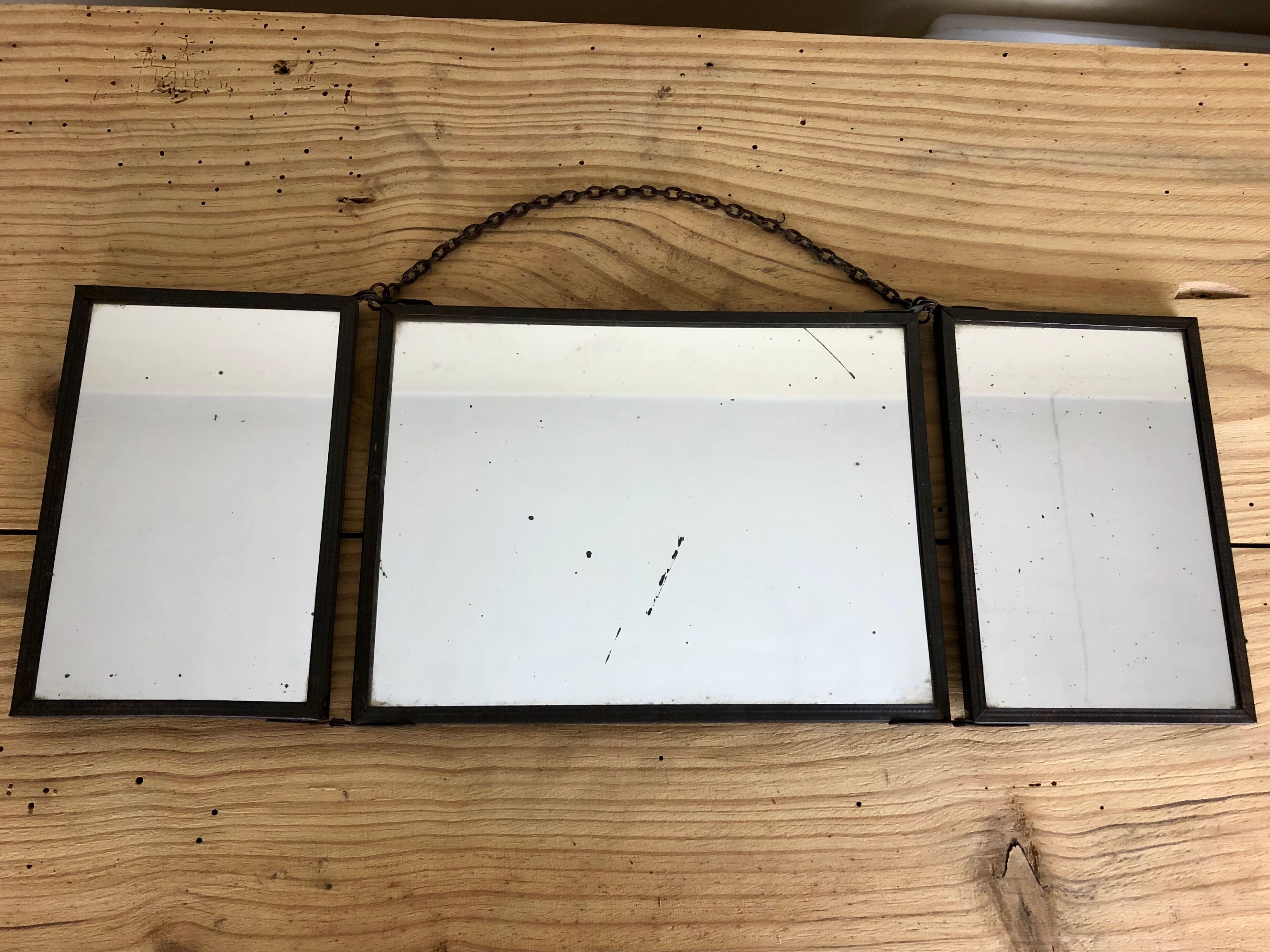 Barber mirror triptych 1900 43x15cm