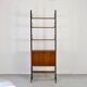 Mid-Century Modern Italian Freestanding Teak and Steel Modular Bookshelf,