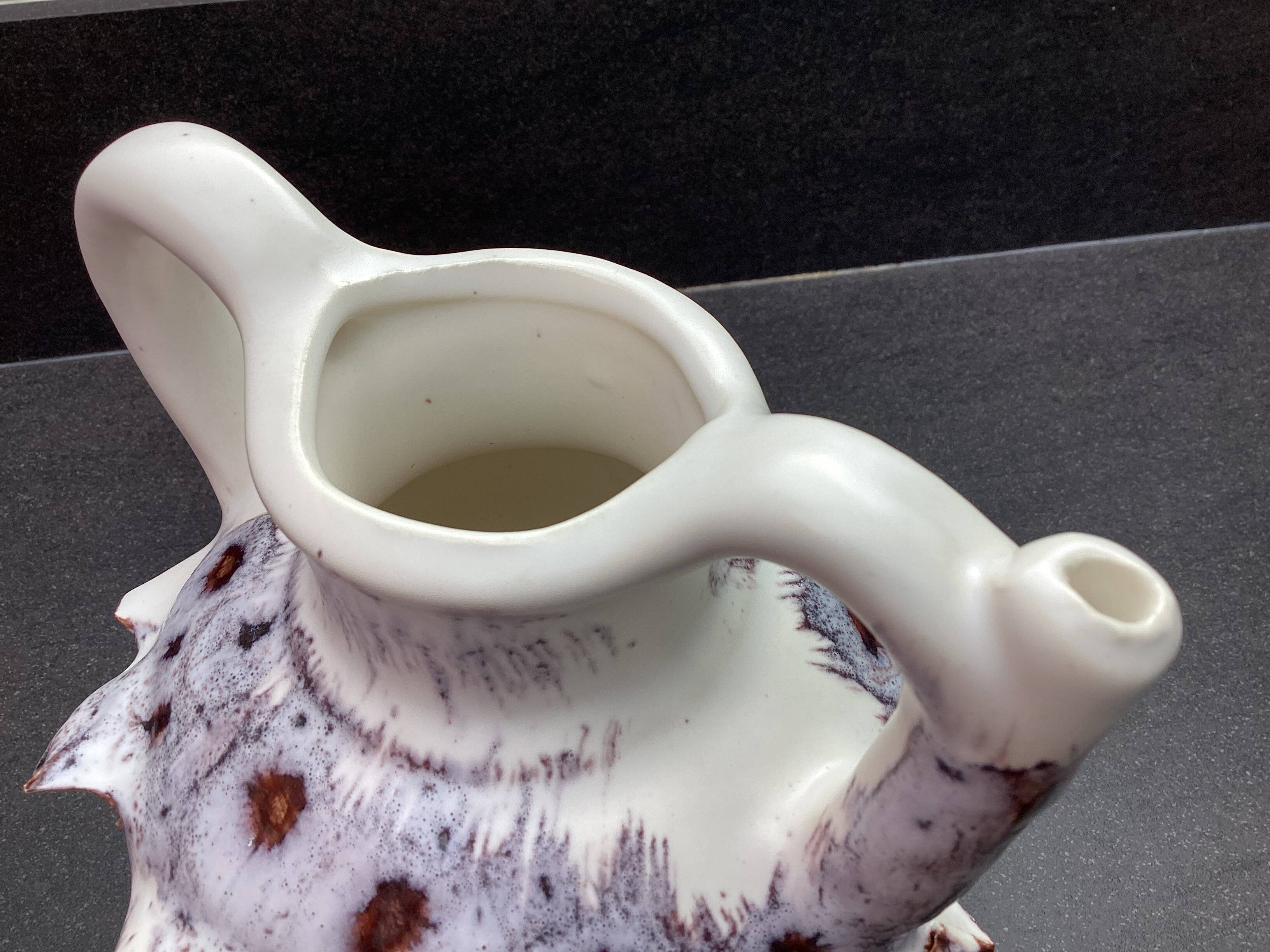 Seafoam ceramic pitcher vase, Vallauris, attributed to JAK