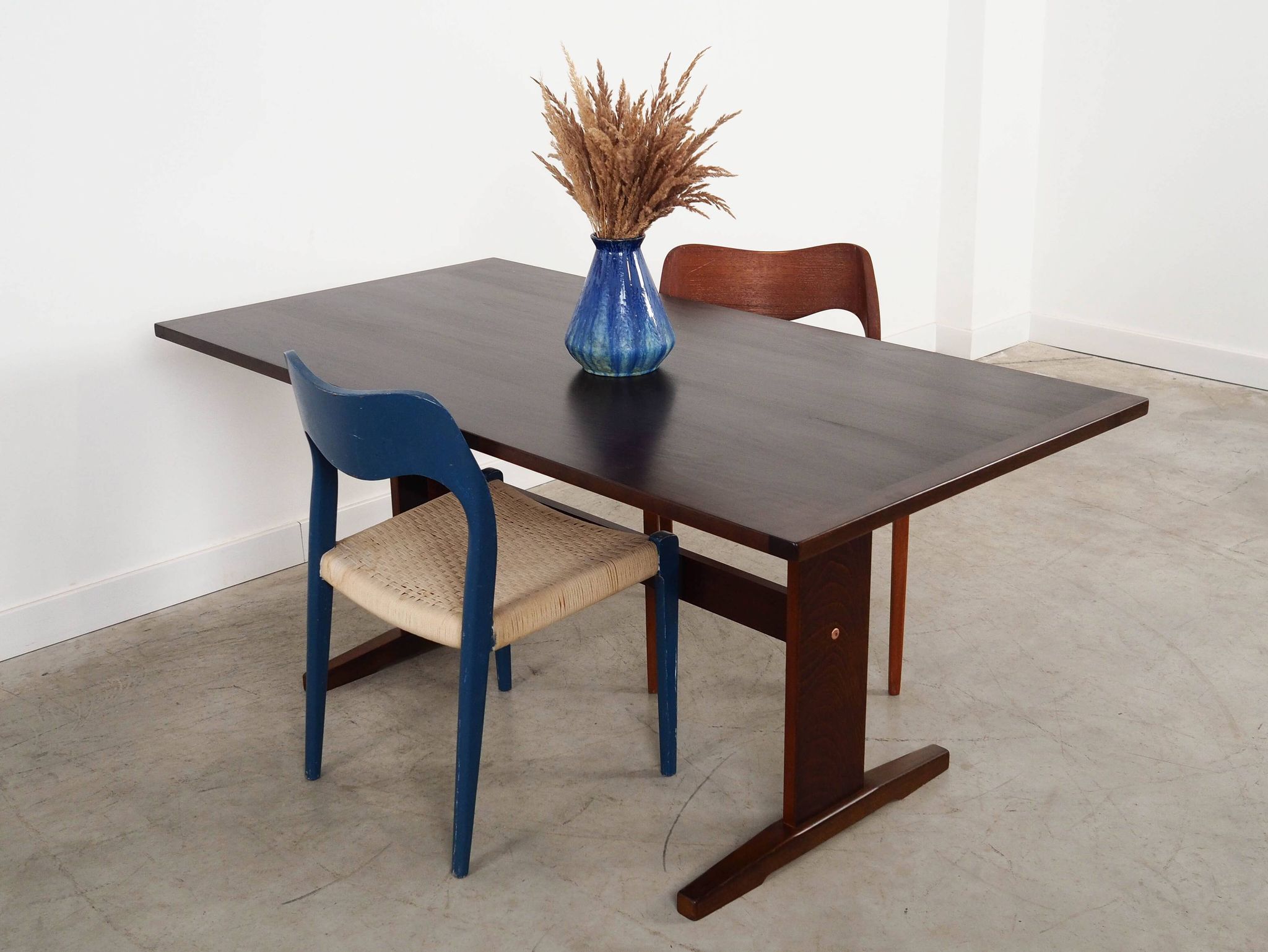 Blue teak chair, Danish design, 1960s, designer: Niels Otto Møller