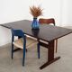 Chaise en teck bleue, design danois, années 1960, designer : Niels Otto Møller