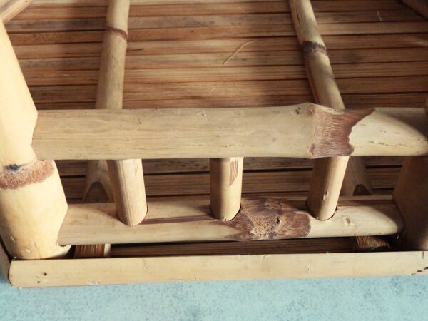 Table d'appoint en bambou, table basse bambou, tabouret bambou.