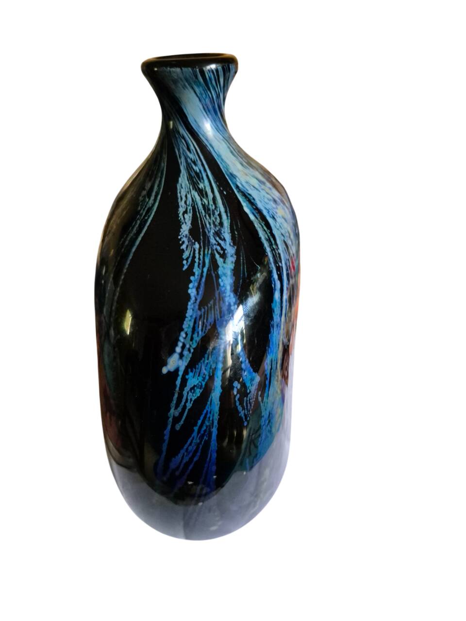 vase oblong larochére noire et bleu avec  XX siècle