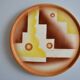 Art deco ceramic dish with geometric decor