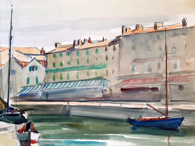 André Duculty (1912-1990) Watercolor on paper "Provencal Landscape" Signed lower right