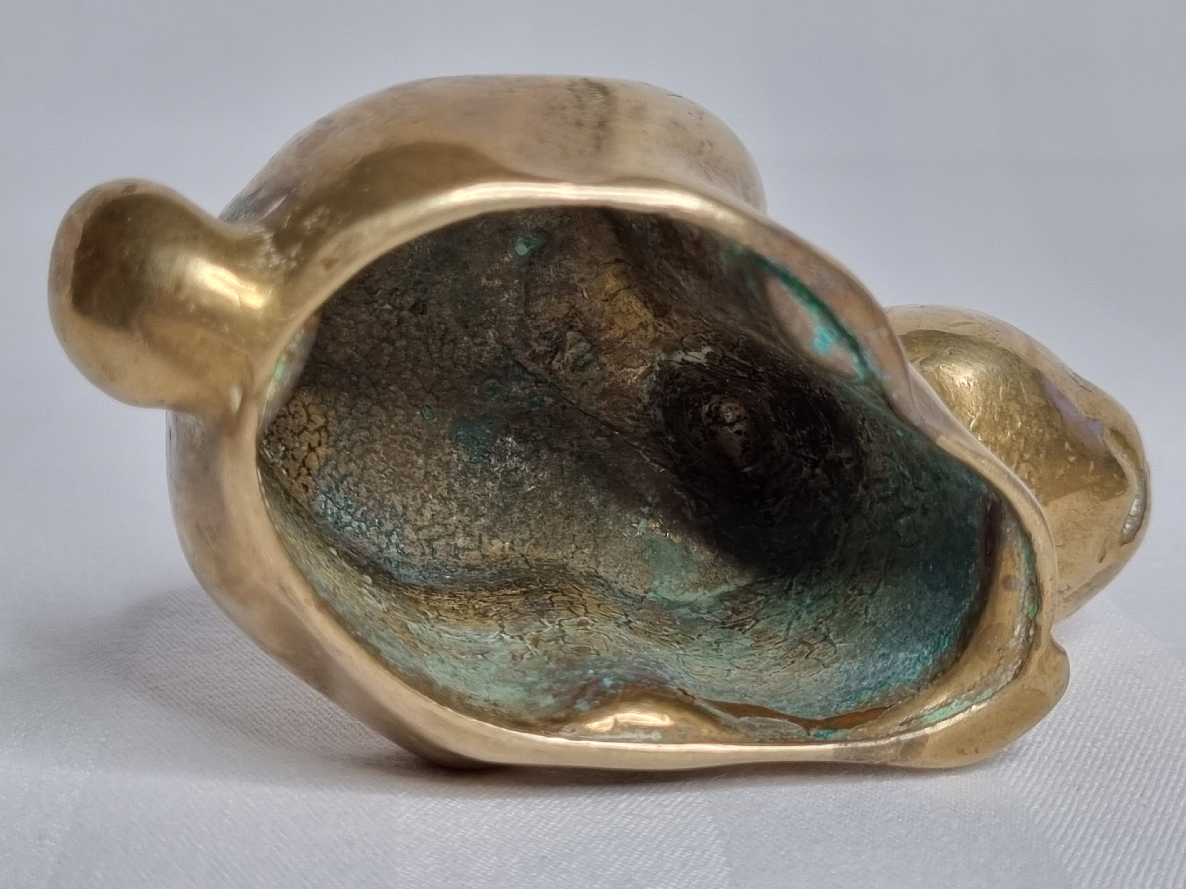 Duo of rabbit and hare in ancient bronze