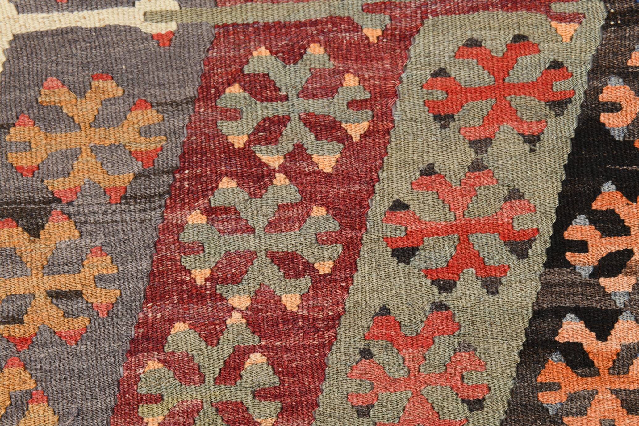 Pastel Tones Geometric Pattern Turkish Woven Wool Kilim Rug, 185x350 Cm
