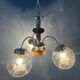 Vintage clear glass Murano chandelier with chrome frame