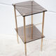 Vintage brass and smoked glass side table, pedestal table, bedside table, end table