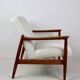 GFM-64 Brown Armchair in White Ivory Bouclé attributed to Edmund Homa, 1970s