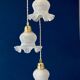 Vintage triple tulip pendant light in white glass