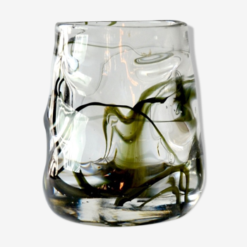 Crystal blown glass vase 60s modernist