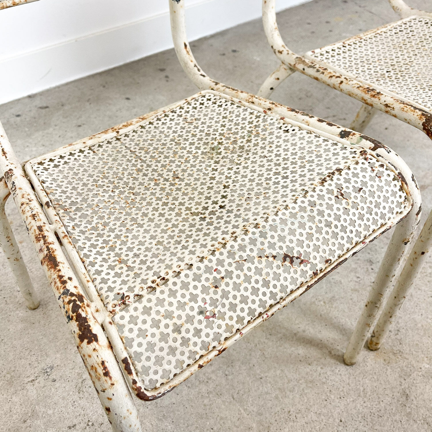 Set of three vintage industrial bistro chairs by Matieu Matego