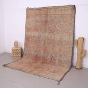 Peach Vintage Moroccan Rug 203 x 302 cm - Berber Wool Rug - Handmade Rug