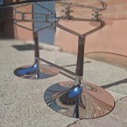 Oval table 70s design – Glass, Chrome & Walnut