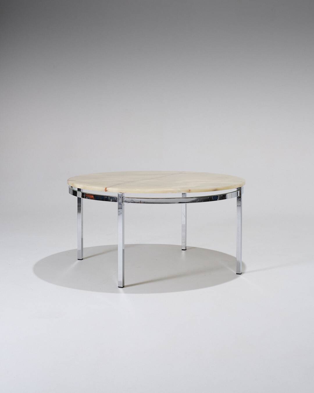 Round Onyx and Metal Coffee Table, 1960s