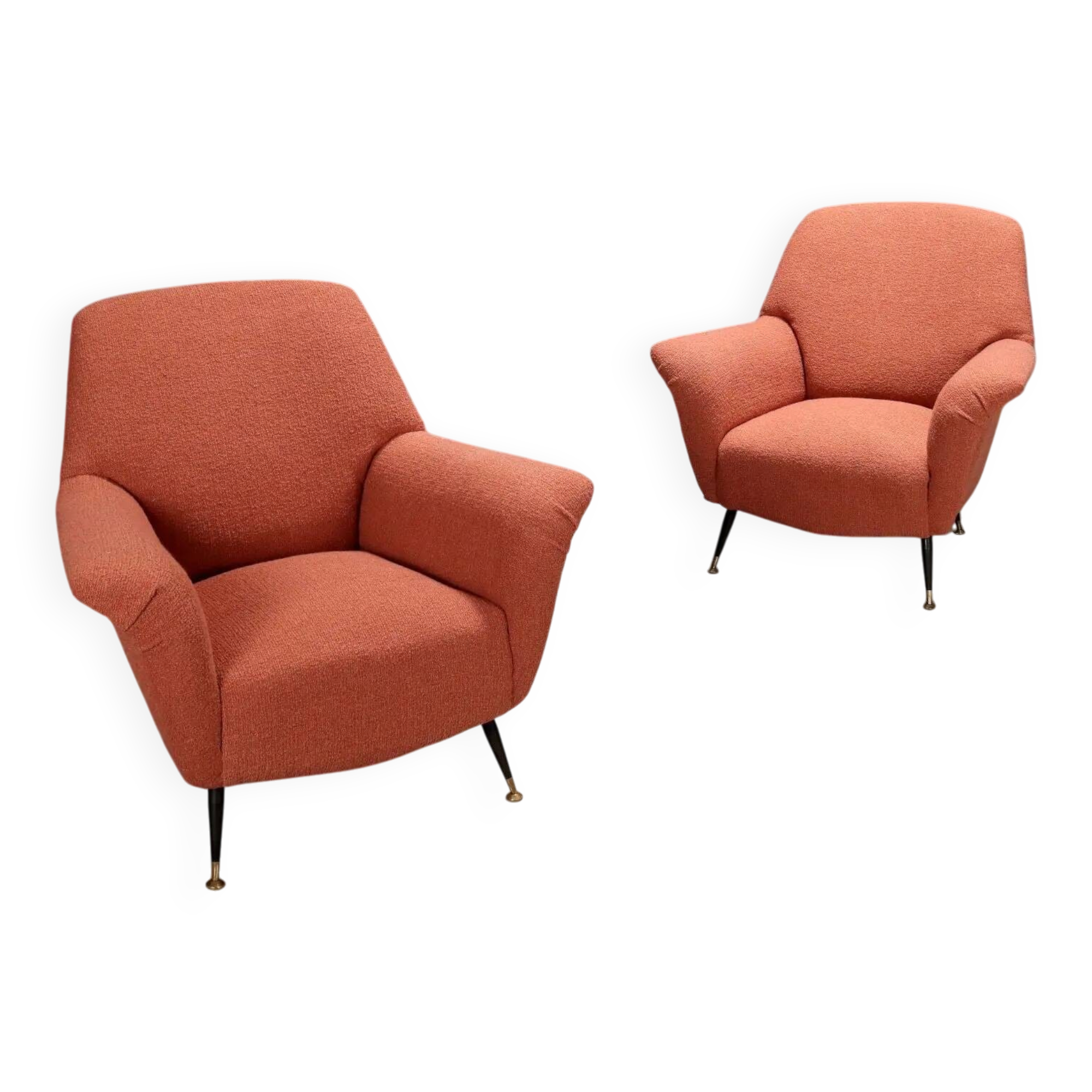 Pair of vintage armchairs from the 1950s-60s in metal and velvet to be restored, Italy.
