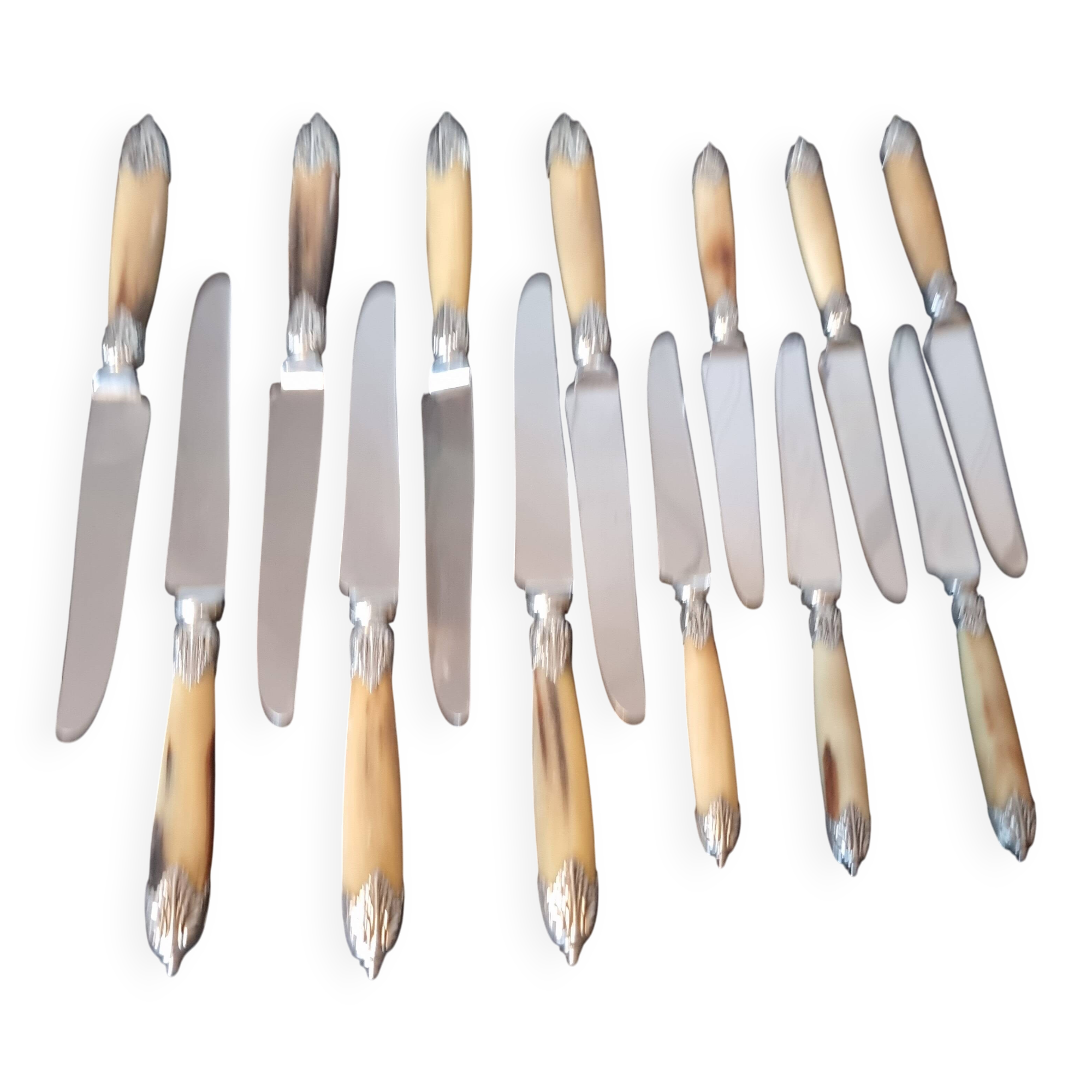Exquisite set of twelve antique Art Nouveau knives (6+6)
