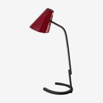 Lampe cocotte en métal rouge et noir, design des années 50.