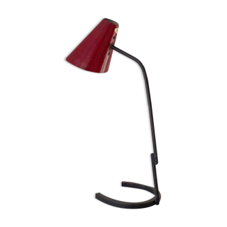 Cocotte lamp in red and black metal, design of the 50s.