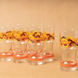 7 glasses orangeade orange pattern circles silkscreen prints vintage 1970