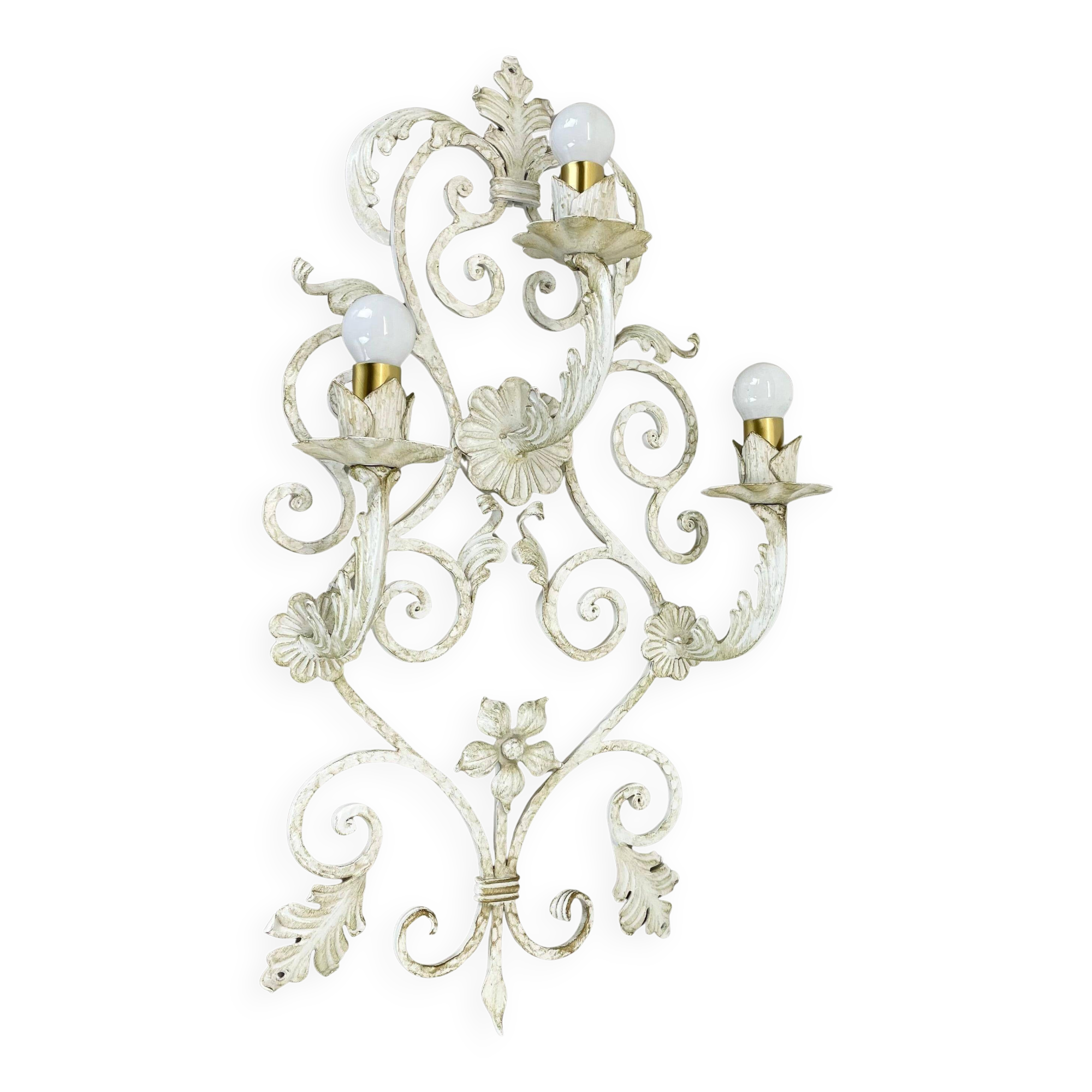 1 de 3 xxl 73cm blanc Métal Florentiner Applique murale de théâtre, Italie, années 1970