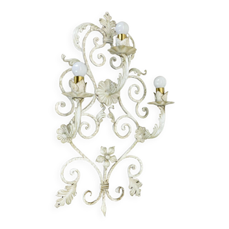 1 of 3 xxl 73cm white Metal Florentiner Theatre wall Light, Italy, 1970s