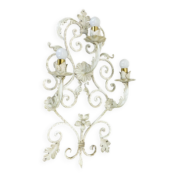 1 of 3 xxl 73cm white Metal Florentiner Theatre wall Light, Italy, 1970s