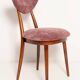 Heart-shaped chair in burgundy velvet, pink, violet, mid-century, Europe, 1960s.