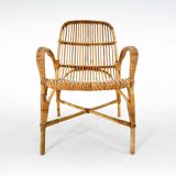 Fauteuil en rotin du milieu du siècle, Tchécoslovaquie, années 1970