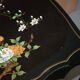 Bureau d'écriture vintage peint polychrome laqué noir avec oiseaux et fleurs