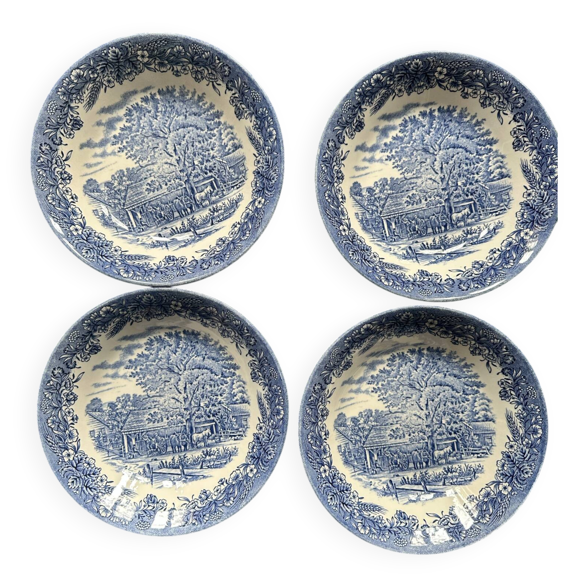 Set of 4 English deep plates by Churchill.
