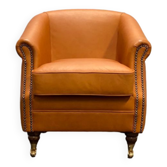 Fauteuil club en cuir 1980 vintage