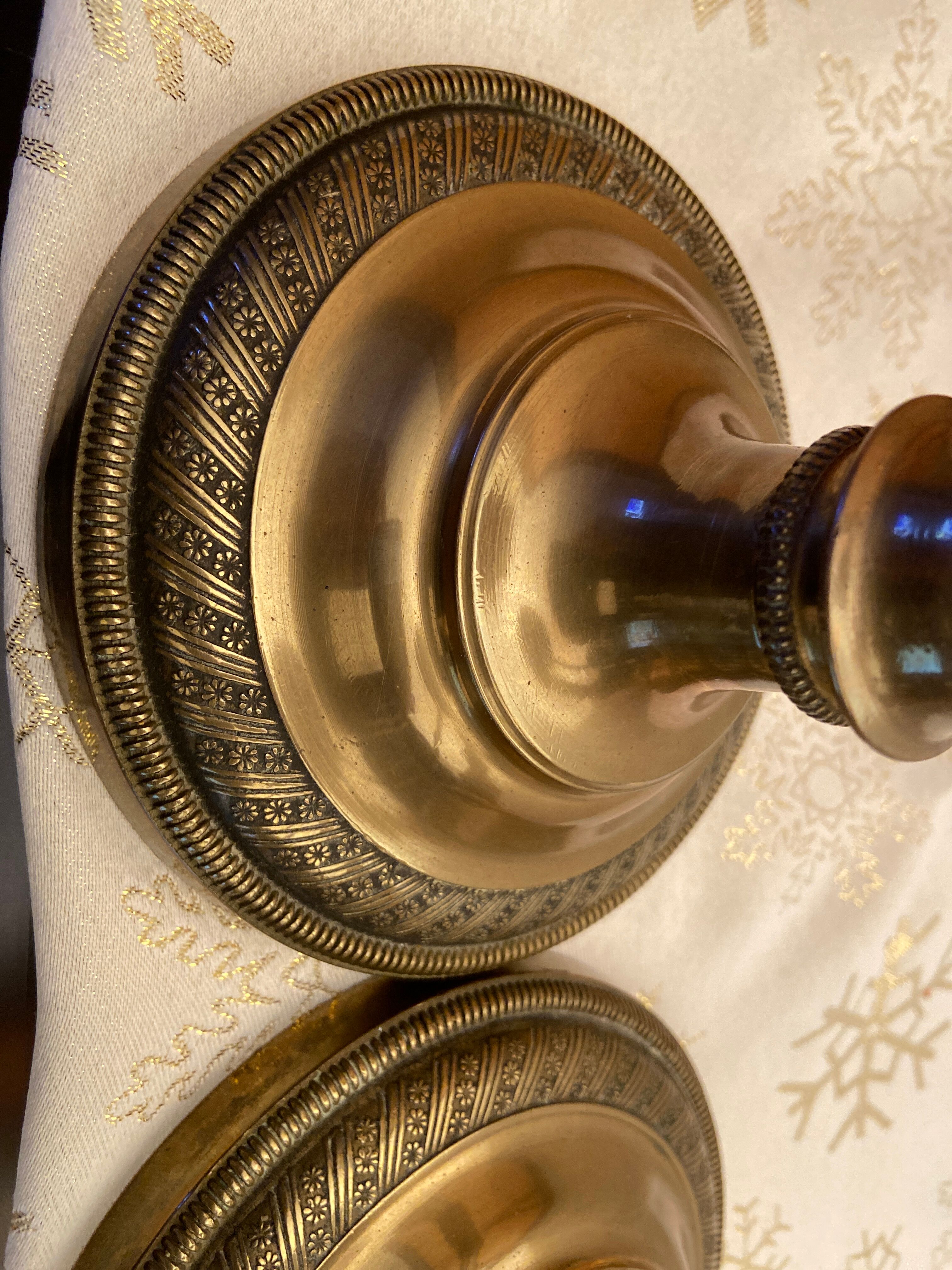 Pair of brass candle holders