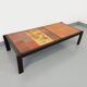 Vintage Roger Capron coffee table in dark wood and Vallauris ceramic from the 60s 70s