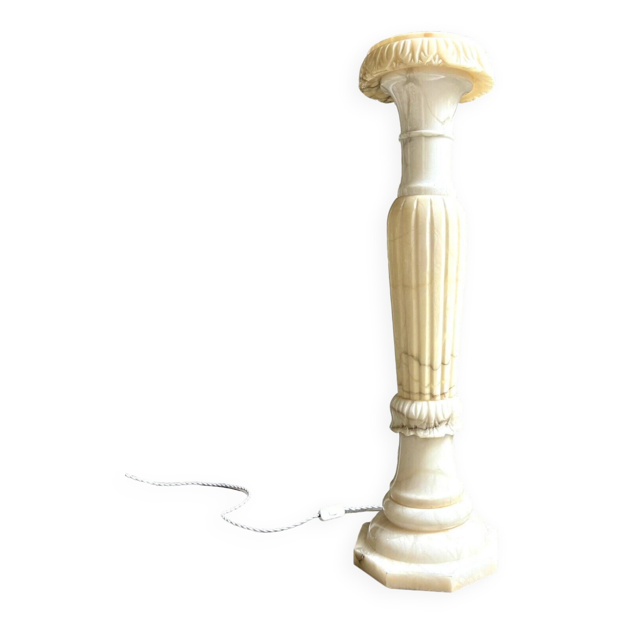 Column, illuminated alabaster saddle