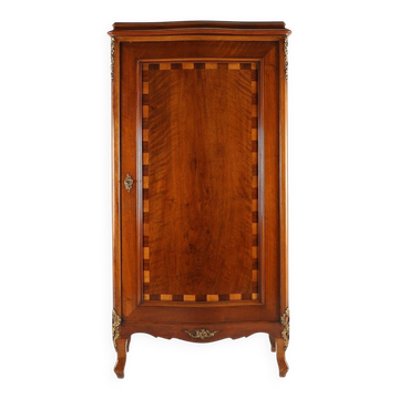 Antique Wooden Cabinet with Inlay and Bronze Decorations,  France ca. 1860
